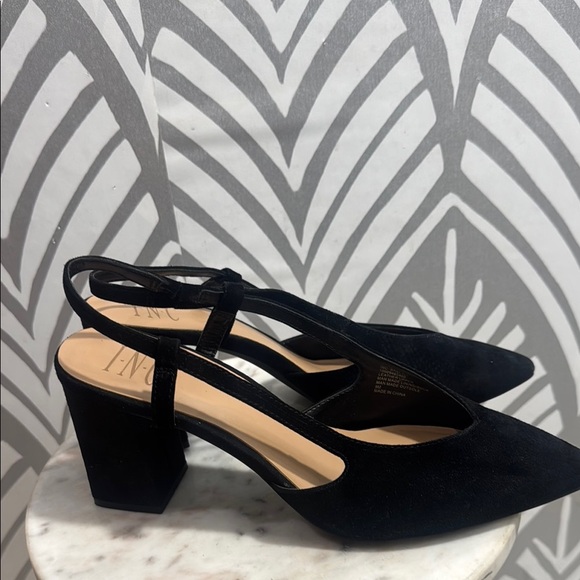 INC International Concepts Black Pointed Toe Slingback Heels - Picture 5 of 8